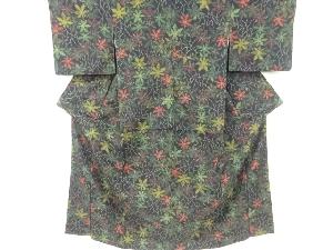 草葉模様織出し十日町紬着物